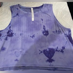 Train to be Tank Top in Rain Strip Marble Charged Indigo - cropped